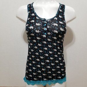 Christian Siriano top Small NWT elephant print floral lace trim sleeveless tank
